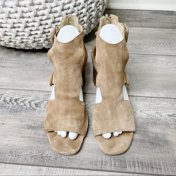 Rag & Bone Matteo Suede Double Buckle Block Heel Sandals Mineral Brown Size 38 - Picture 3 of 12